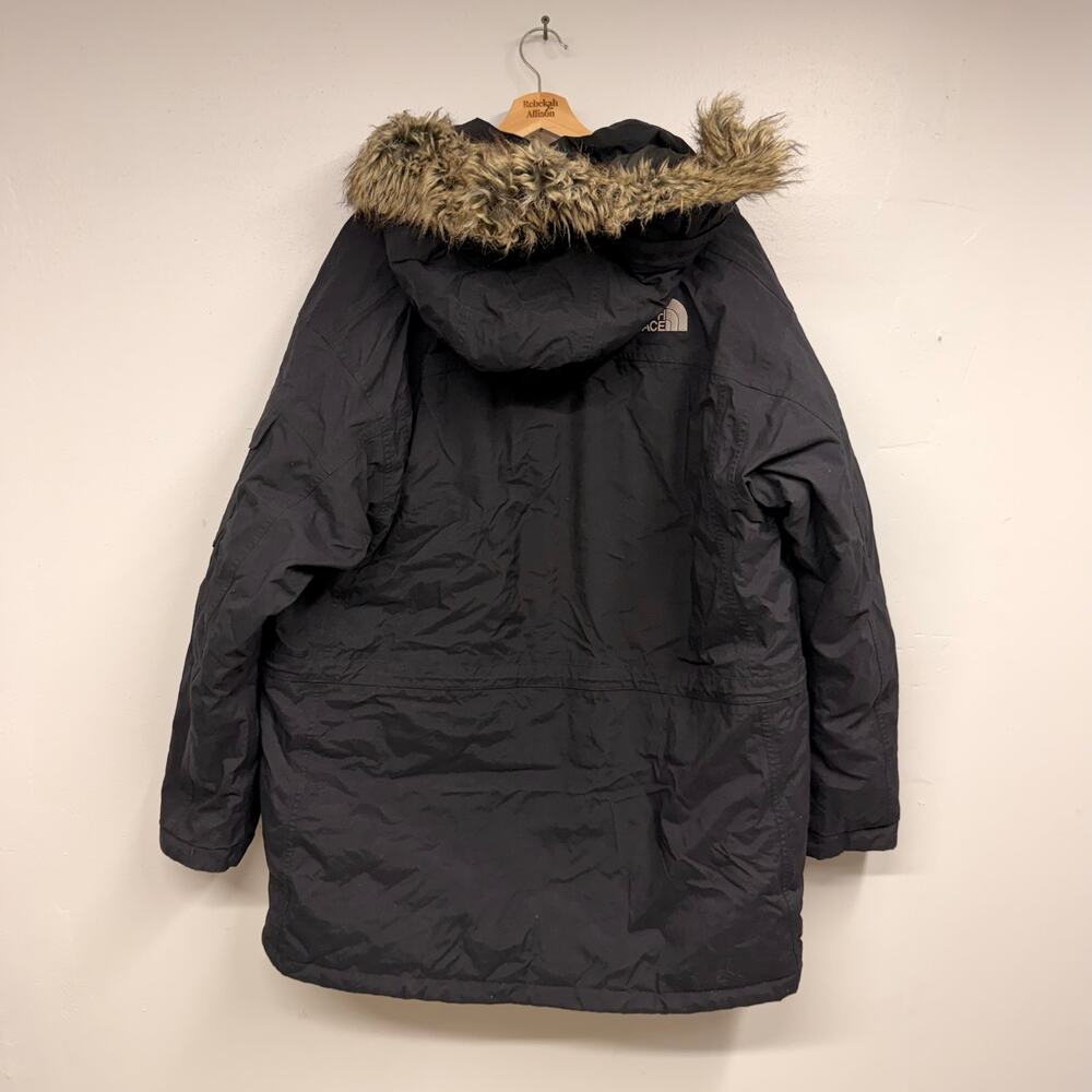 VTG North Face Men McMurdo Goose Down Parka SZ XL Hooded HyVent Black Jacket Fur - Picture 9 of 12